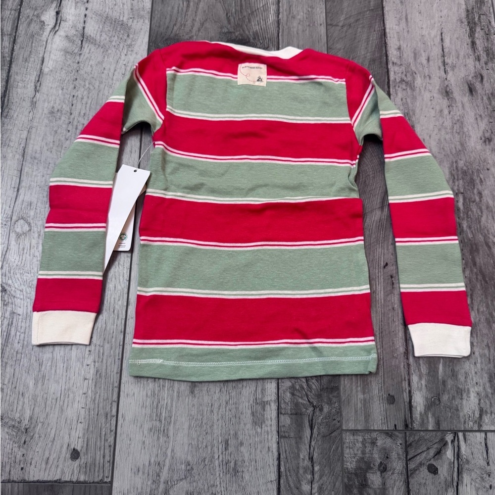Burt’s Bees Unisex Striped Christmas Pajamas Holiday Red Green 2 Piece 4 NEW NWT - Picture 3 of 7
